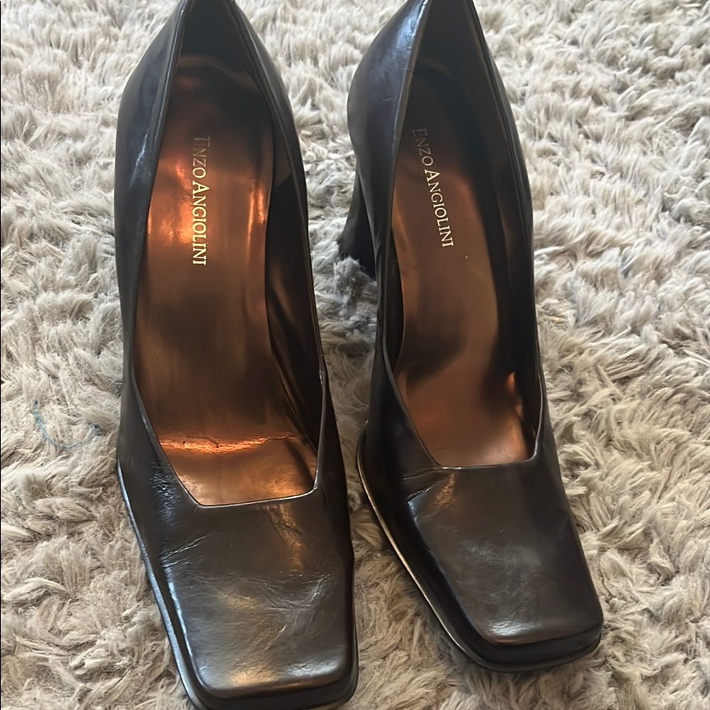 Enzo Angiolini Black Heels with Square Toe